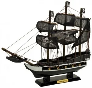 Enfeite Barco Navio Madeira Replica 20cm Modelo Pirata