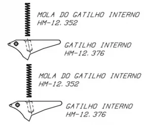 Gatilho Interno e Mola Espingarda Boito Modelo Miura II